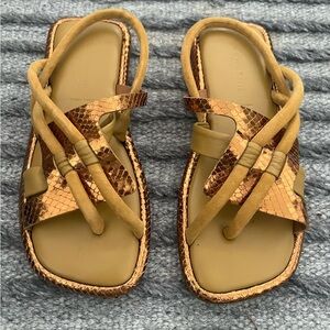 Clergerie Paris Gold Flat Sandals worn once